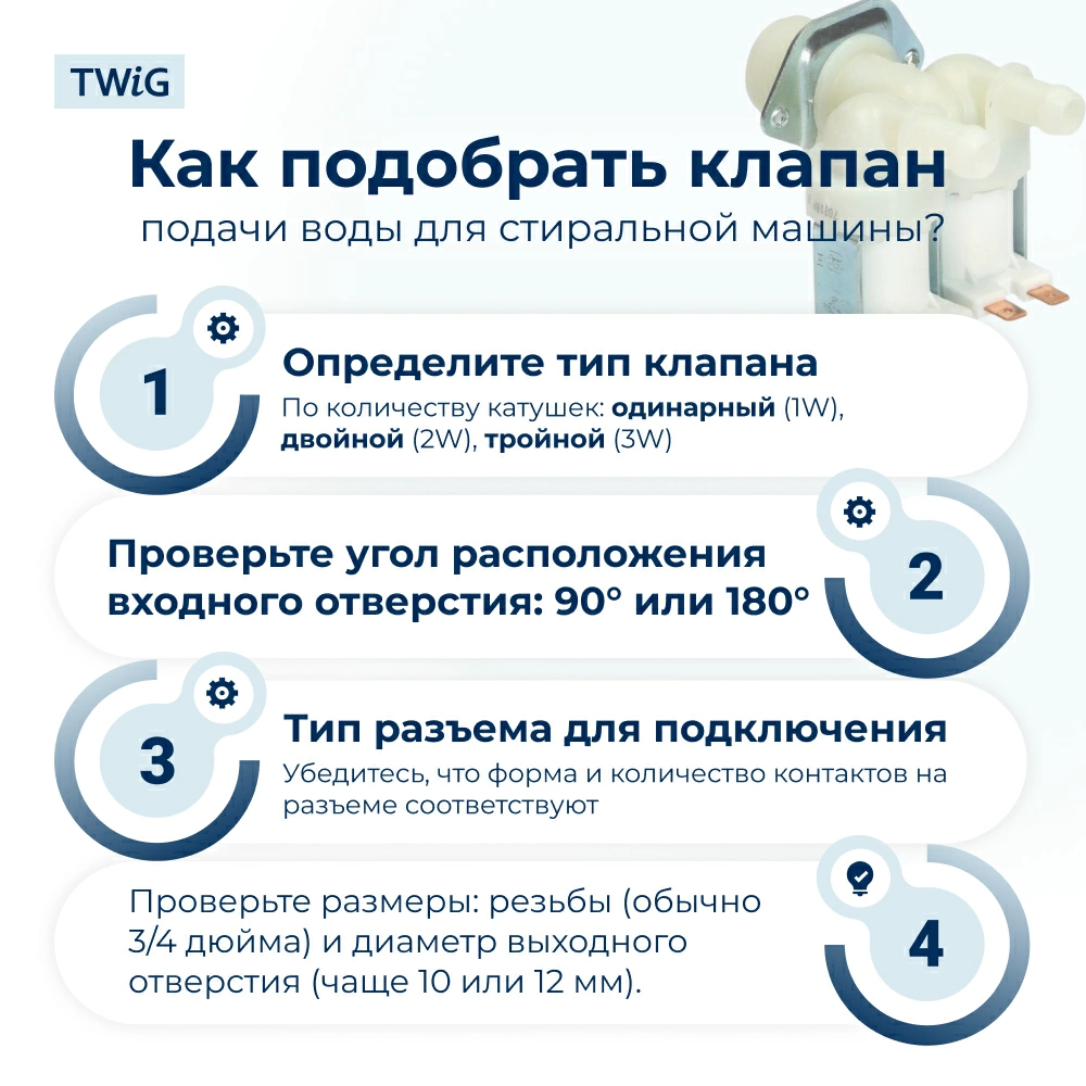 Электроклапан для стиральной машины TP 3W x 180 AV5204